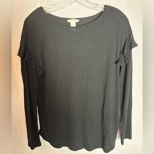 H&M women’s Black Ruffle Sleeve Women's Top, size M